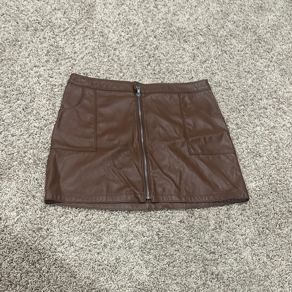Dresses & Skirts - NEW Brown Leather Mini Skirt size XL